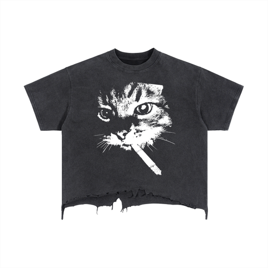 Vintage Wash Boxy Distressed Hem T-Shirt